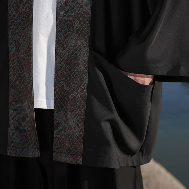 Buddha Stones Kimono d'été décontracté zen pour homme, col à revers, manches 3/4. - image 8