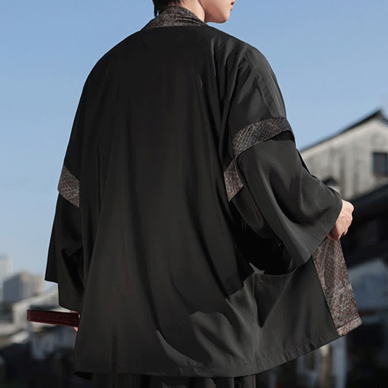 Buddha Stones Kimono d'été décontracté zen pour homme, col à revers, manches 3/4. - image 3