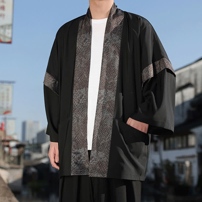 Buddha Stones Kimono d'été décontracté zen pour homme, col à revers, manches 3/4. - image 7