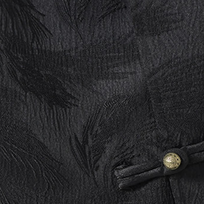 Buddha Stones Chemise d'été pour homme à col mandarin, en jacquard texturé et manches coudes - image 7