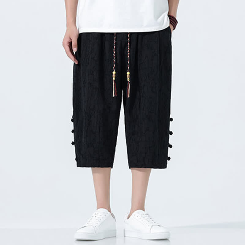 Buddha Stones Pantalon Capri fuselé d'été pour homme, taille élastique avec cordon de serrage - image 8