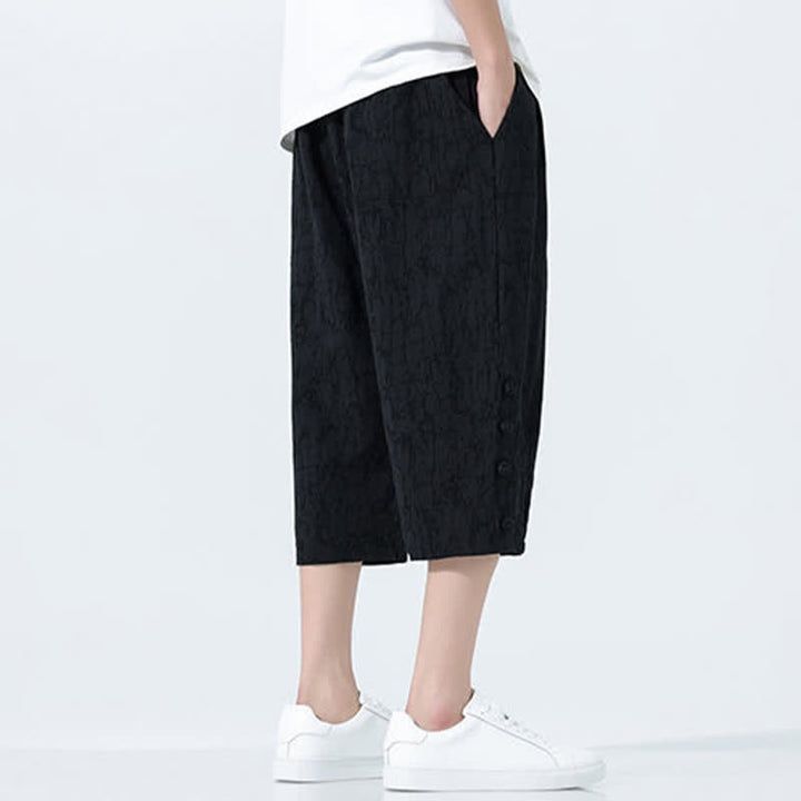 Buddha Stones Pantalon Capri fuselé d'été pour homme, taille élastique avec cordon de serrage - image 7