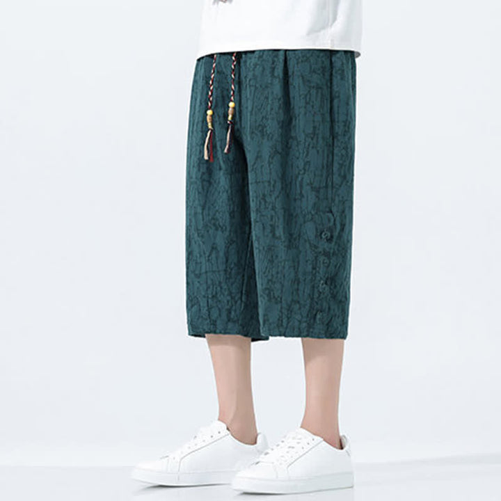 Buddha Stones Pantalon Capri fuselé d'été pour homme, taille élastique avec cordon de serrage - image 2