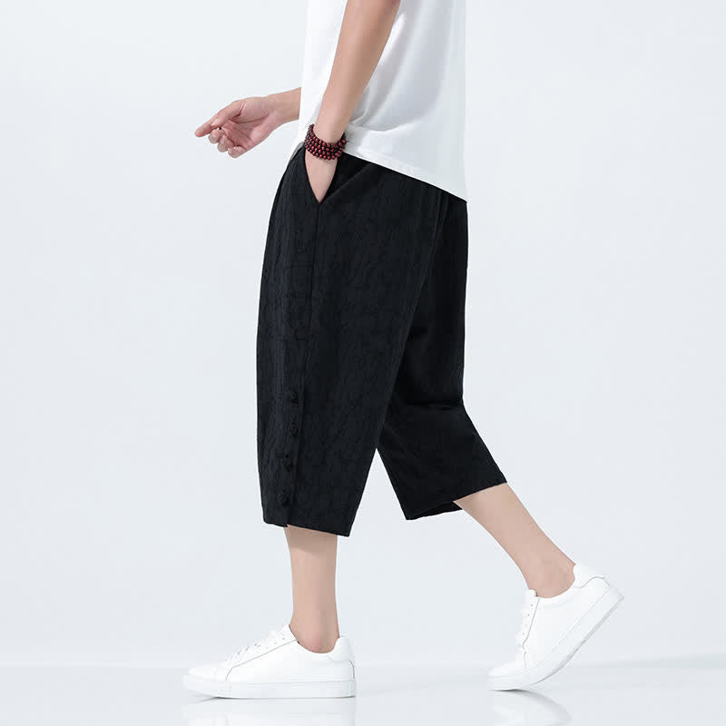 Buddha Stones Pantalon Capri fuselé d'été pour homme, taille élastique avec cordon de serrage - image 6