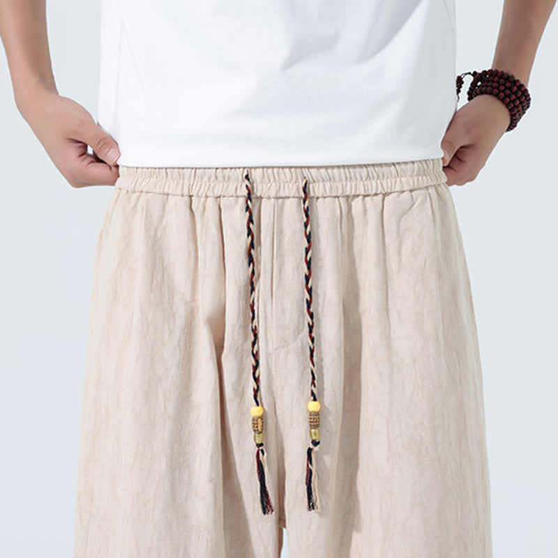 Buddha Stones Pantalon Capri fuselé d'été pour homme, taille élastique avec cordon de serrage - image 13