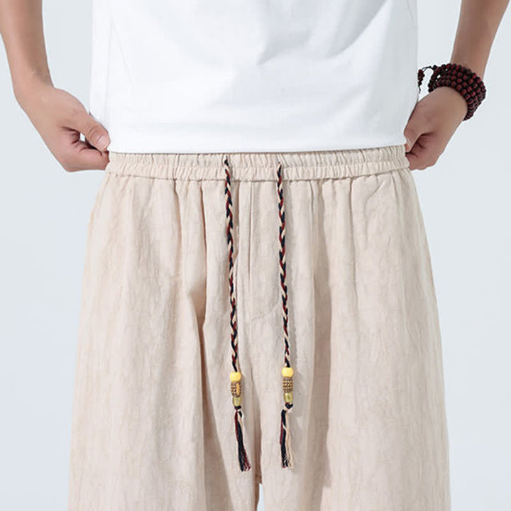 Buddha Stones Pantalon Capri fuselé d'été pour homme, taille élastique avec cordon de serrage - image 13