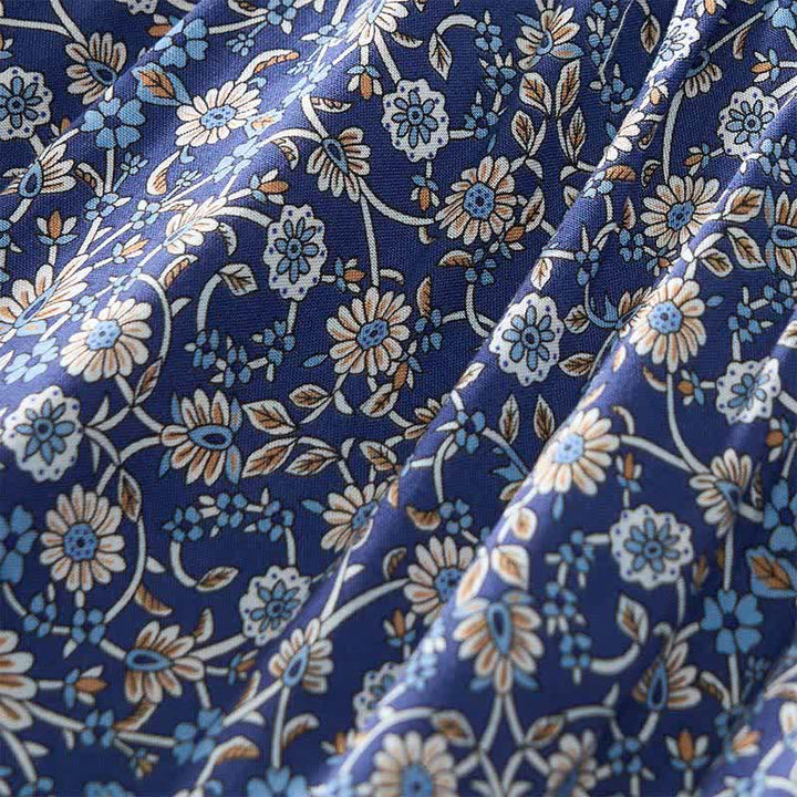 Buddha Stones Robe mini automnale bohème en coton à imprimé floral cachemire, manches bouffantes et col à nouer. - image 5