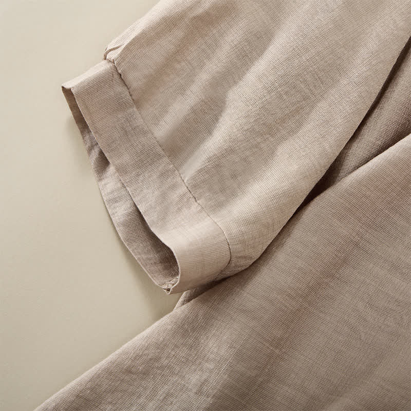 Buddha Stones T-shirts femme printemps bohèmes en coton et lin brodés, manches coude - image 24