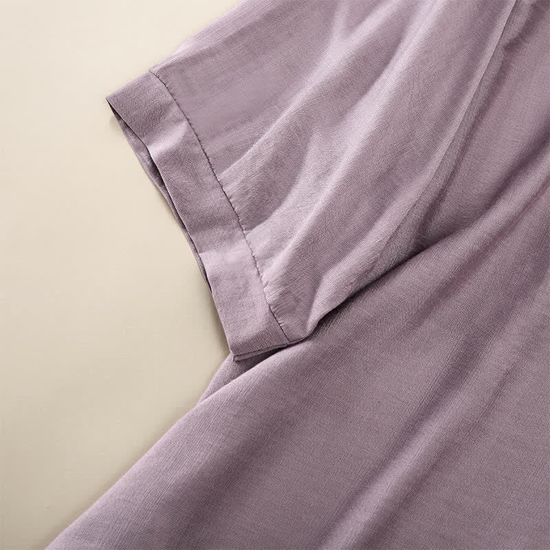 Buddha Stones T-shirts femme printemps bohèmes en coton et lin brodés, manches coude - image 11