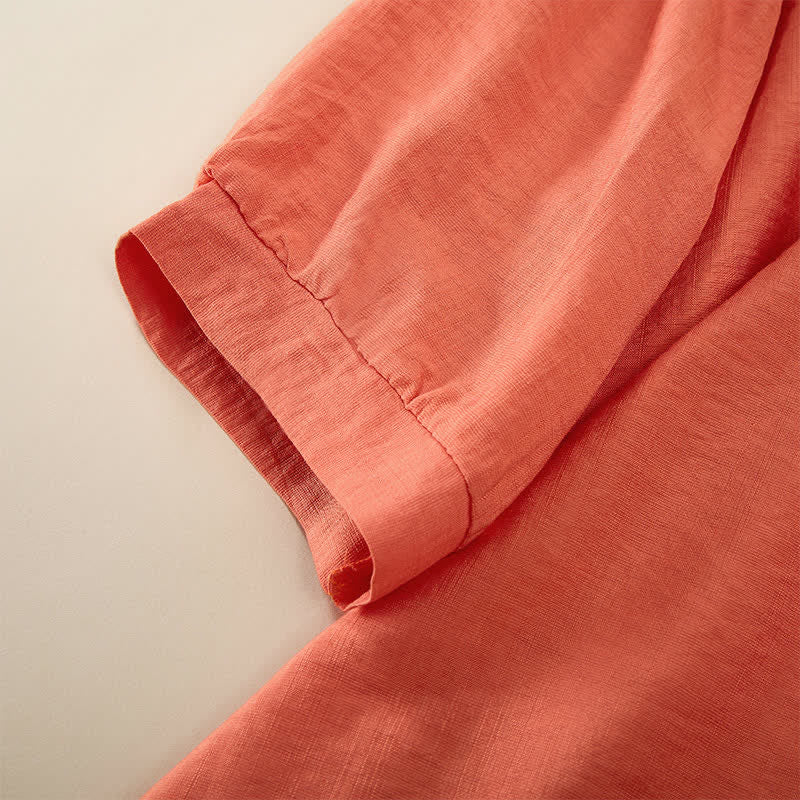 Buddha Stones T-shirts femme printemps bohèmes en coton et lin brodés, manches coude - image 5