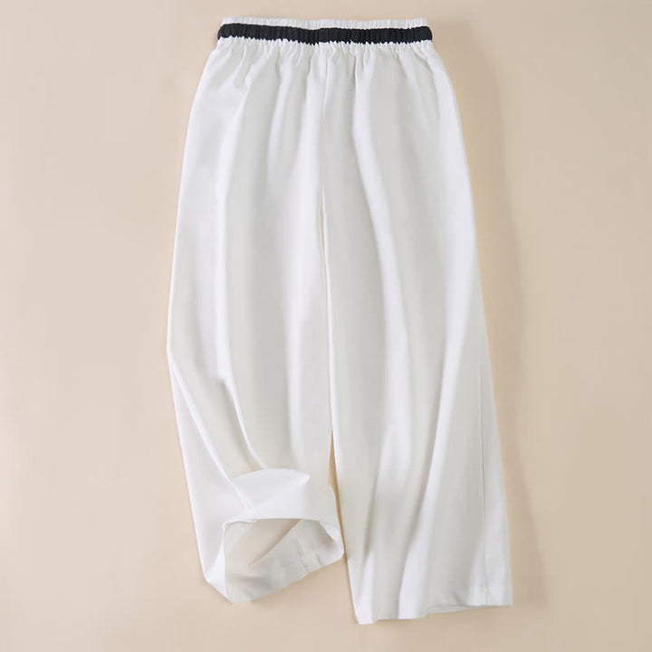 Buddha Stones Pantalon court en coton à cordon de serrage et jambes larges pour femme, avec poches, idéal pour les déplacements. - image 1