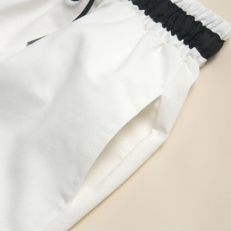 Buddha Stones Pantalon court en coton à cordon de serrage et jambes larges pour femme, avec poches, idéal pour les déplacements. - image 3