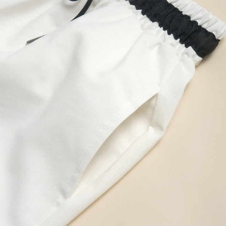 Buddha Stones Pantalon court en coton à cordon de serrage et jambes larges pour femme, avec poches, idéal pour les déplacements. - image 3