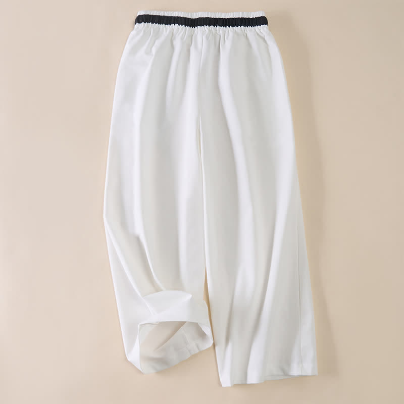 Buddha Stones Pantalon court en coton à cordon de serrage et jambes larges pour femme, avec poches, idéal pour les déplacements. - image 1