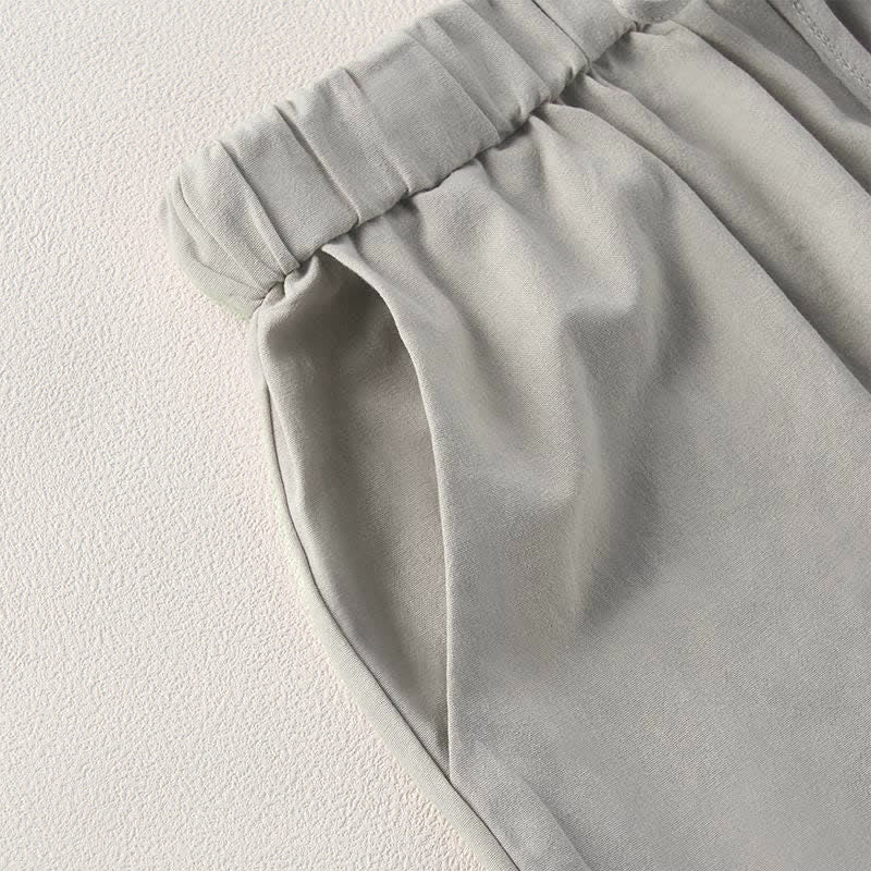 Buddha Stones Pantalon fuselé d'été pour femme, couleur unie, ourlet en dentelle et poches - image 12