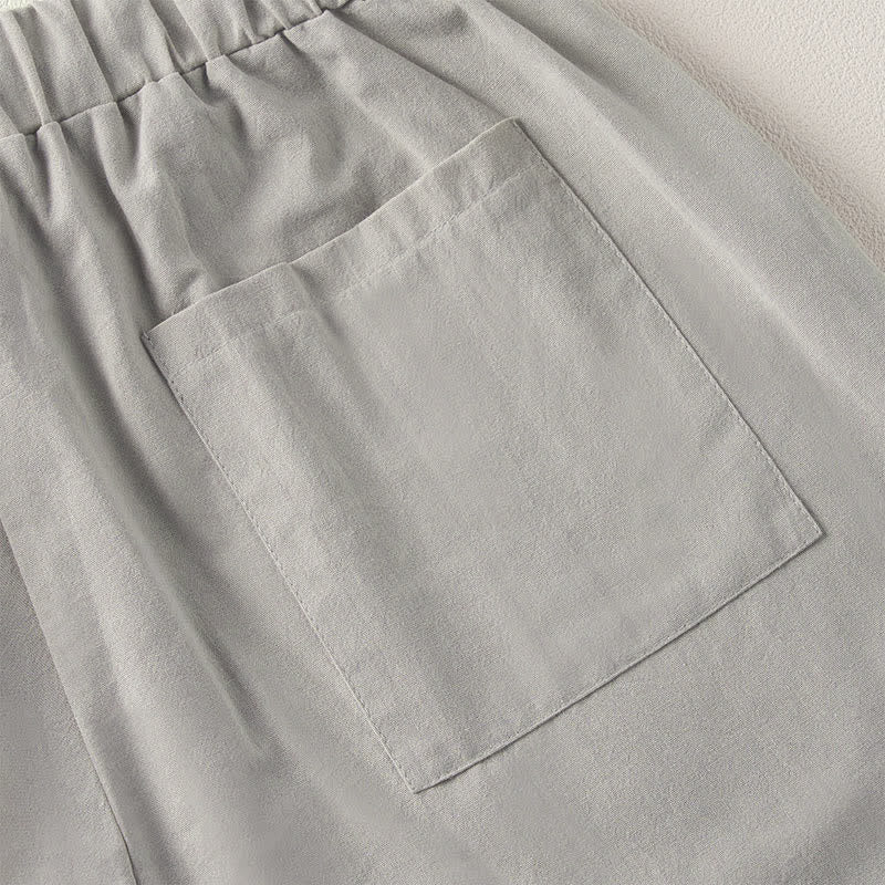 Buddha Stones Pantalon fuselé d'été pour femme, couleur unie, ourlet en dentelle et poches - image 13
