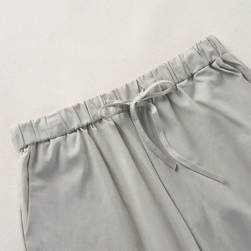 Buddha Stones Pantalon fuselé d'été pour femme, couleur unie, ourlet en dentelle et poches - image 11