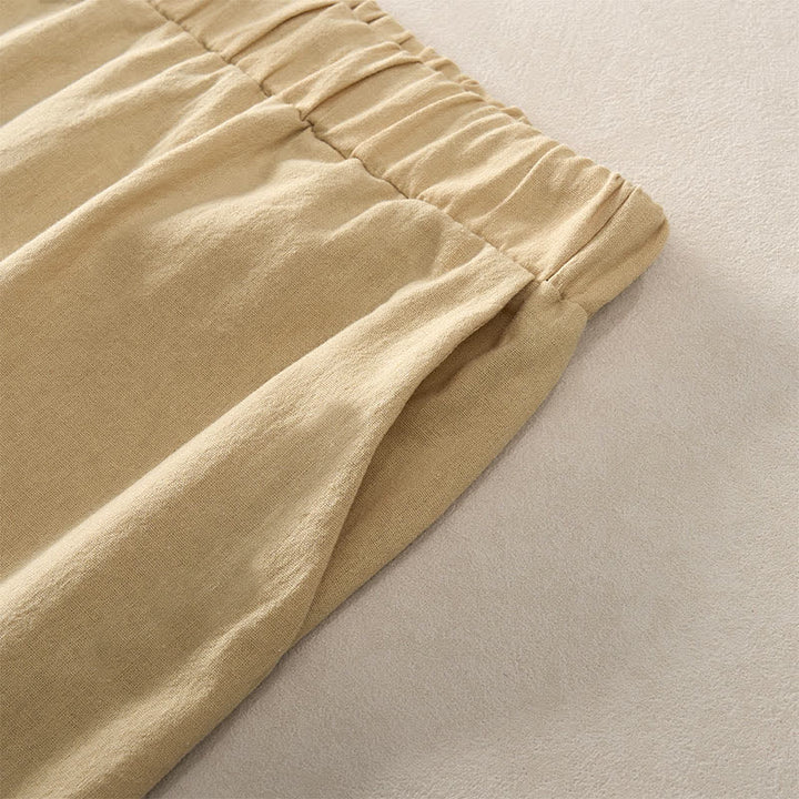 Buddha Stones Pantalon fuselé d'été pour femme, couleur unie, ourlet en dentelle et poches - image 37