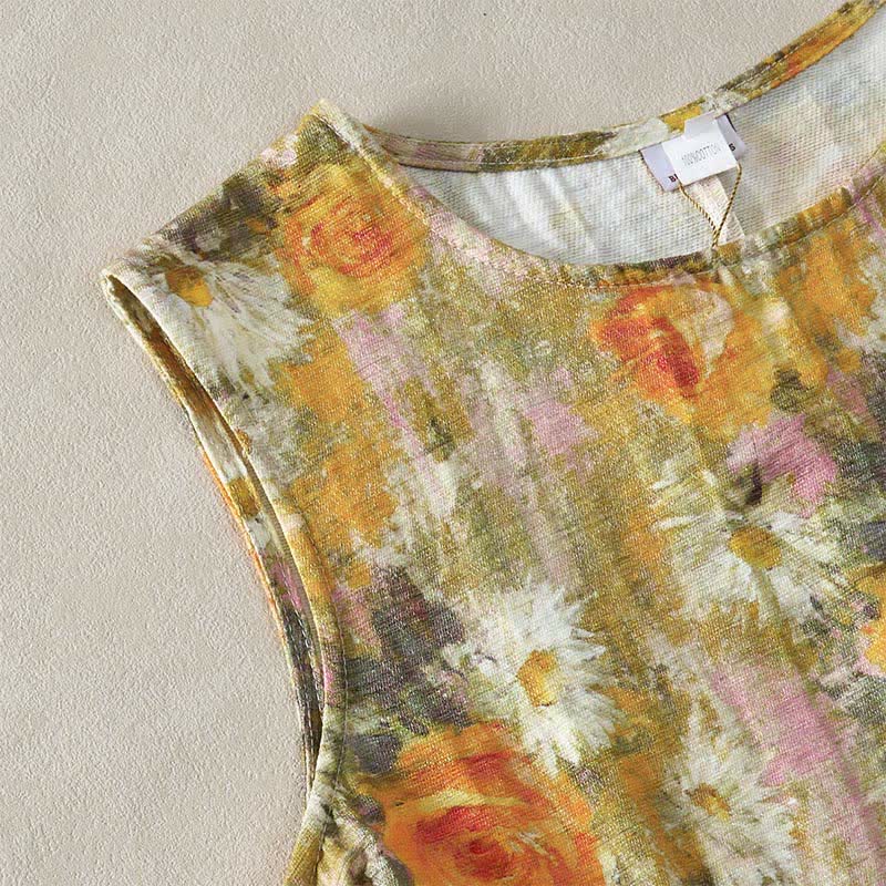 Robe midi Buddha Stones à carreaux faite main en coton sans manches avec poches - image 20