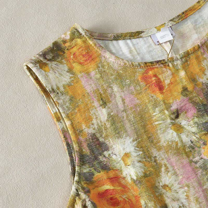 Robe midi Buddha Stones à carreaux faite main en coton sans manches avec poches - image 20