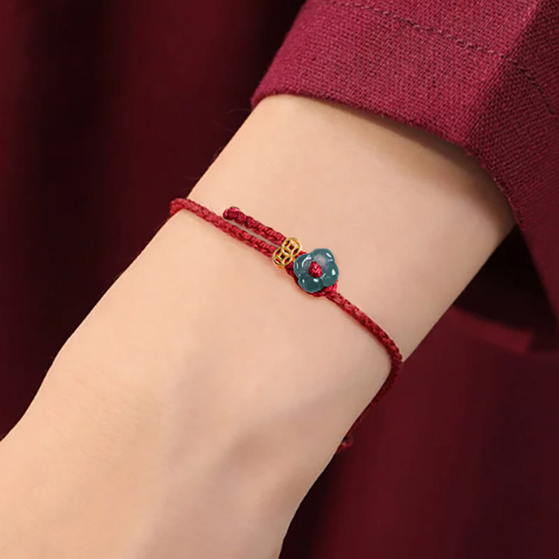 Buddha Stones Bracelet porte-bonheur en cuivre avec pièce de jade et cordon rouge - image 8