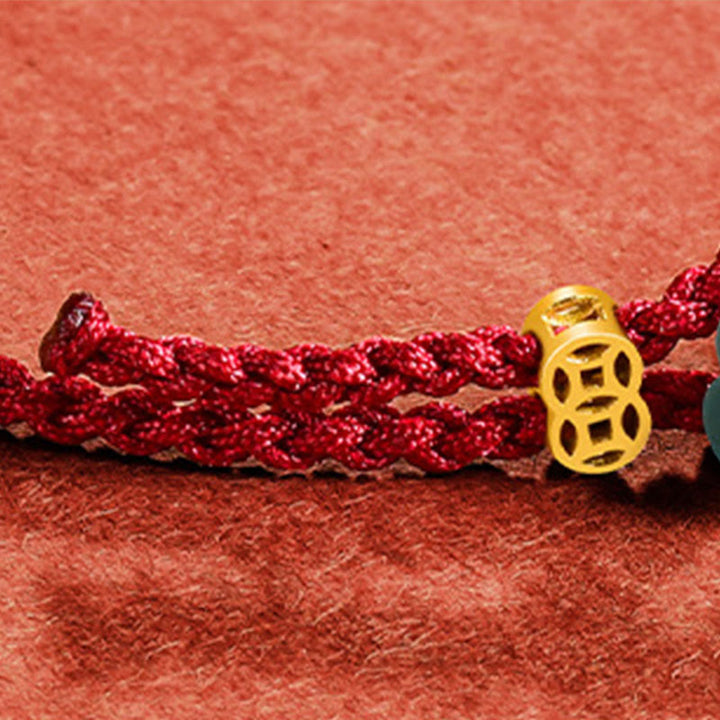 Buddha Stones Bracelet porte-bonheur en cuivre avec pièce de jade et cordon rouge - image 9
