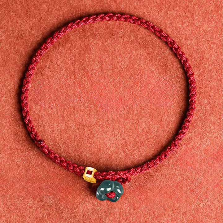 Buddha Stones Bracelet porte-bonheur en cuivre avec pièce de jade et cordon rouge - image 3
