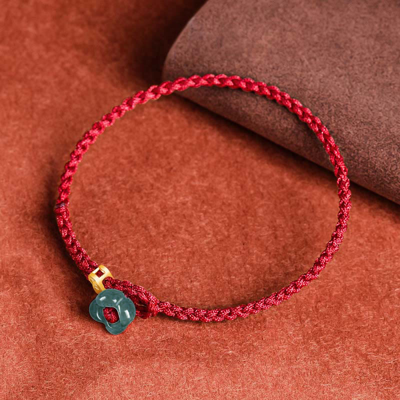 Buddha Stones Bracelet porte-bonheur en cuivre avec pièce de jade et cordon rouge - image 1