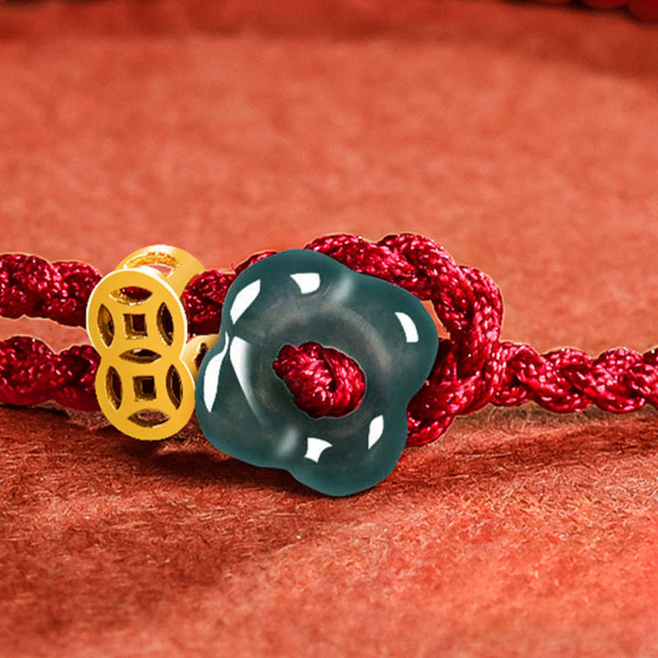 Buddha Stones Bracelet porte-bonheur en cuivre avec pièce de jade et cordon rouge - image 11