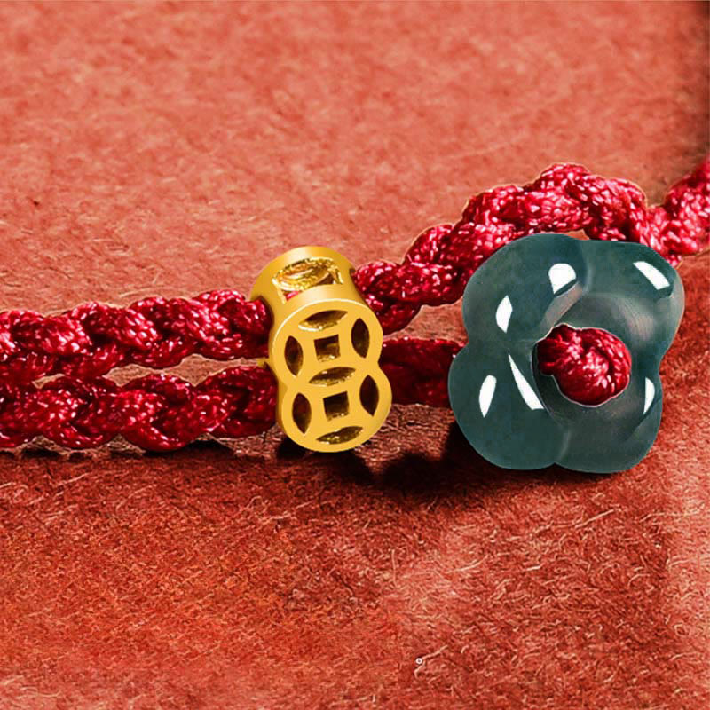 Buddha Stones Bracelet porte-bonheur en cuivre avec pièce de jade et cordon rouge - image 10