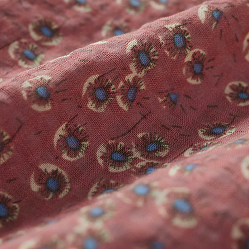 Buddha Stones Chemise à manches courtes en coton pour femme, à imprimé floral et boutons sur le devant - image 10