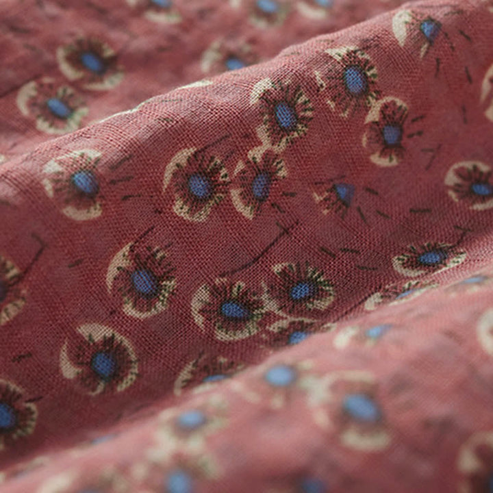 Buddha Stones Chemise à manches courtes en coton pour femme, à imprimé floral et boutons sur le devant - image 10