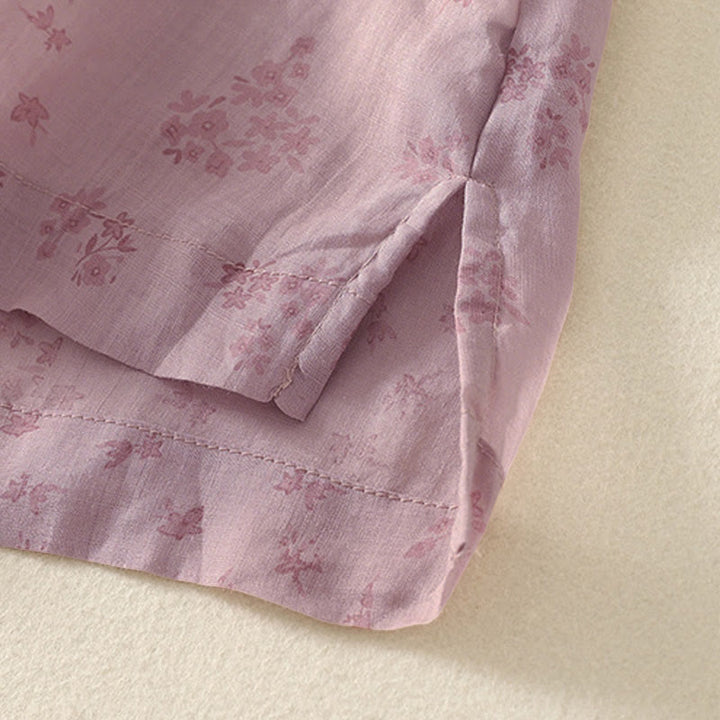 Buddha Stones Chemise à boutons pour femme, manches trois-quarts, imprimé floral décontracté - image 7