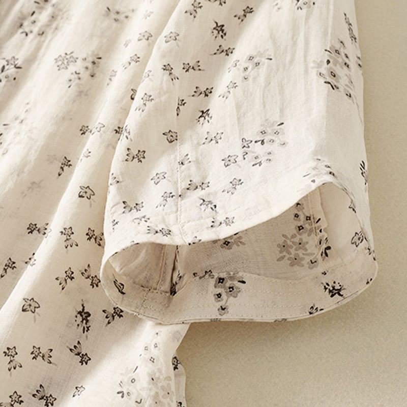 Buddha Stones Chemise à boutons pour femme, manches trois-quarts, imprimé floral décontracté - image 12
