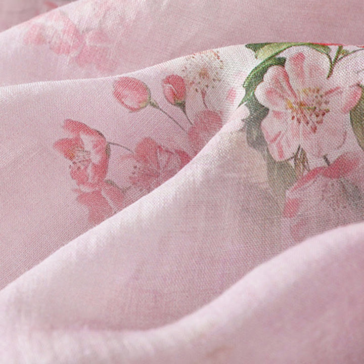 Buddha Stones Chemisier décontracté à col rond et boutons brandebourg, imprimé floral, manches courtes, chemises pour femmes - image 14