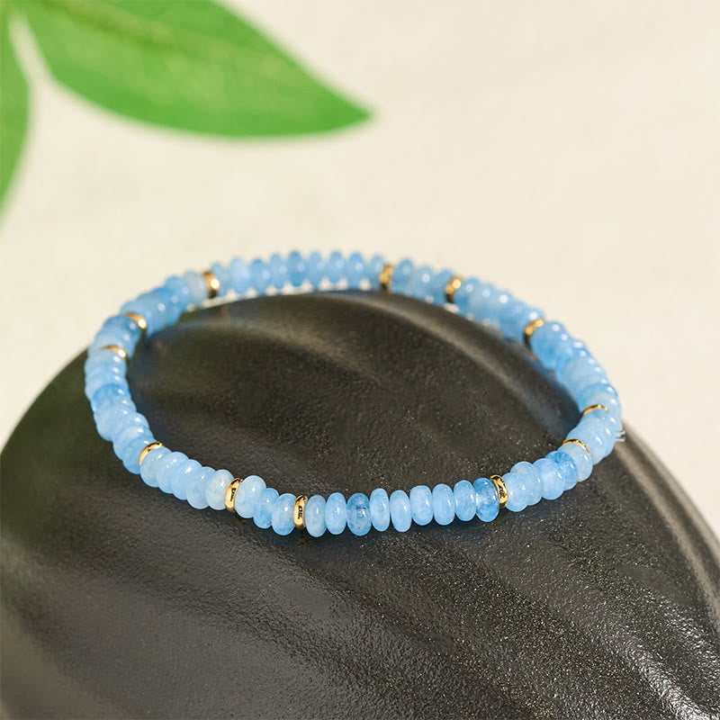 Buddha Stones Bracelet Sérénité en perles fines d'aigue-marine naturelle de 4 mm - image 2