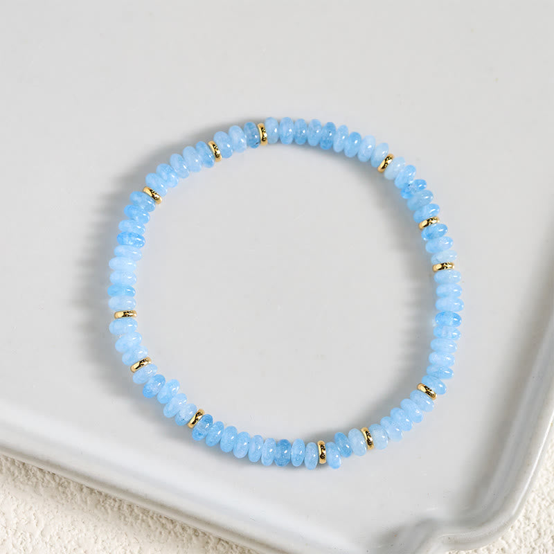 Buddha Stones Bracelet Sérénité en perles fines d'aigue-marine naturelle de 4 mm - image 3