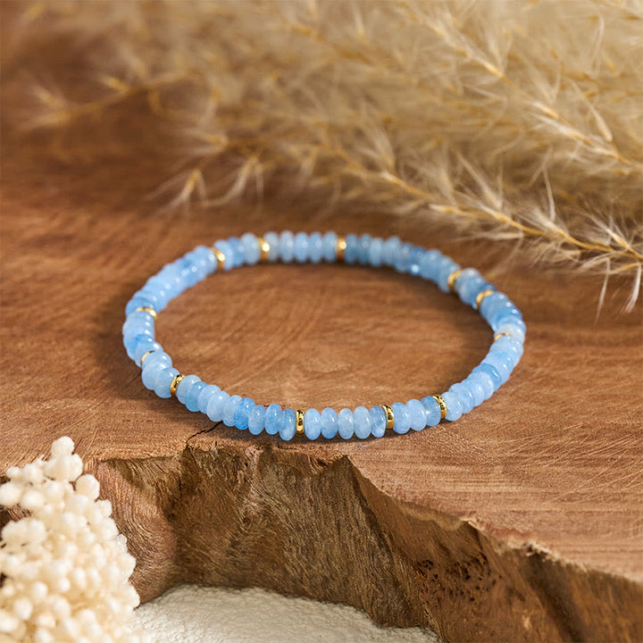 Buddha Stones Bracelet Sérénité en perles fines d'aigue-marine naturelle de 4 mm - image 1