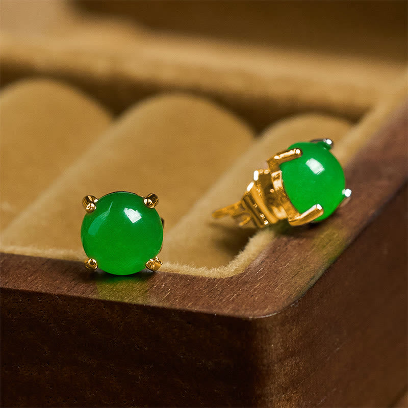 Buddha Stones Boucles d'oreilles Jade en argent sterling 925 Abondance - image 3