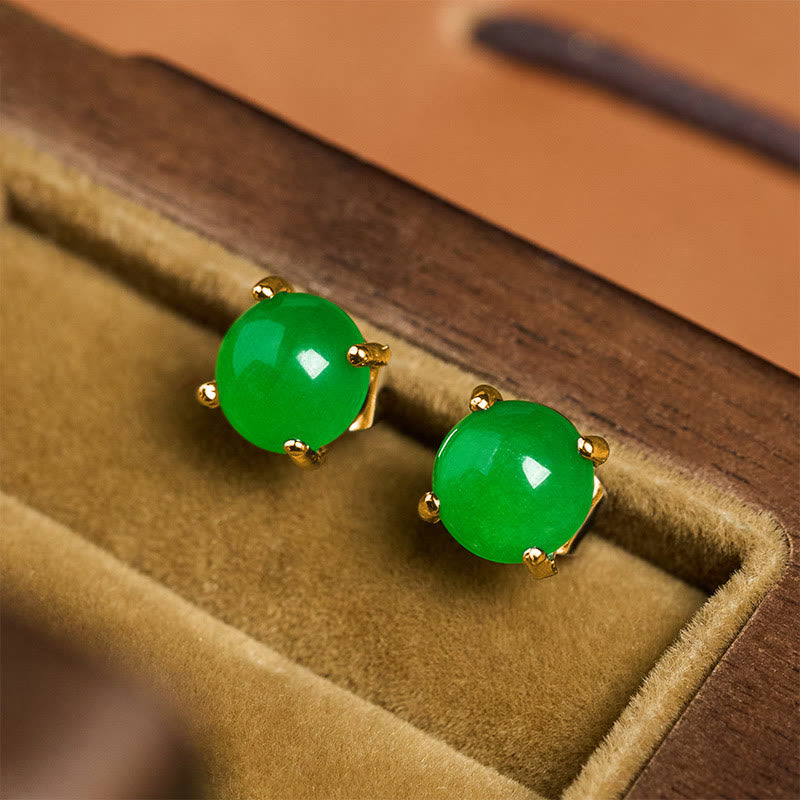 Buddha Stones Boucles d'oreilles Jade en argent sterling 925 Abondance - image 2
