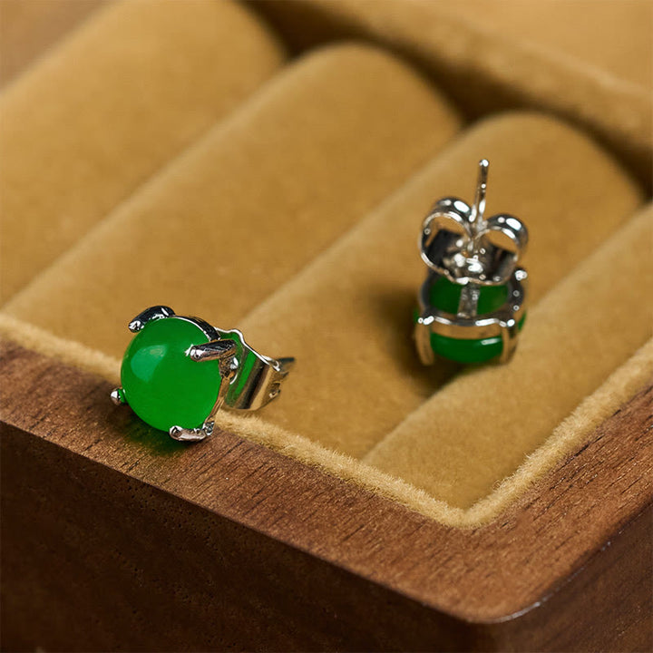 Buddha Stones Boucles d'oreilles Jade en argent sterling 925 Abondance - image 14
