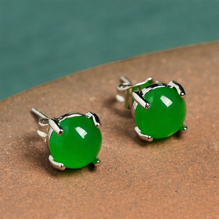 Buddha Stones Boucles d'oreilles Jade en argent sterling 925 Abondance - Jade (tiges en argent sterling 925) - image 9