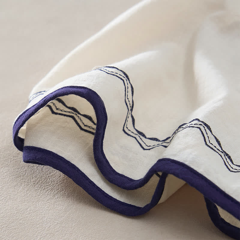 Buddha Stones Robe mini d'été sans manches, couleur unie, ourlet brodé, fermeture éclair au dos et poches - image 15