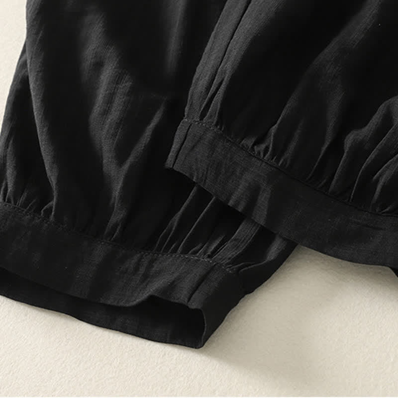 Buddha Stones Pantalon Capri harem femme couleur unie, taille élastique, été - image 7