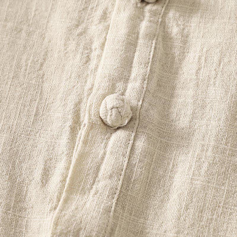 Buddha Stones Chemise d'été à manches courtes en coton pour femme, col montant et boutons - image 10