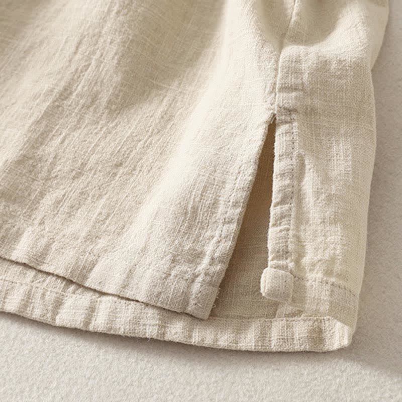 Buddha Stones Chemise d'été à manches courtes en coton pour femme, col montant et boutons - image 11