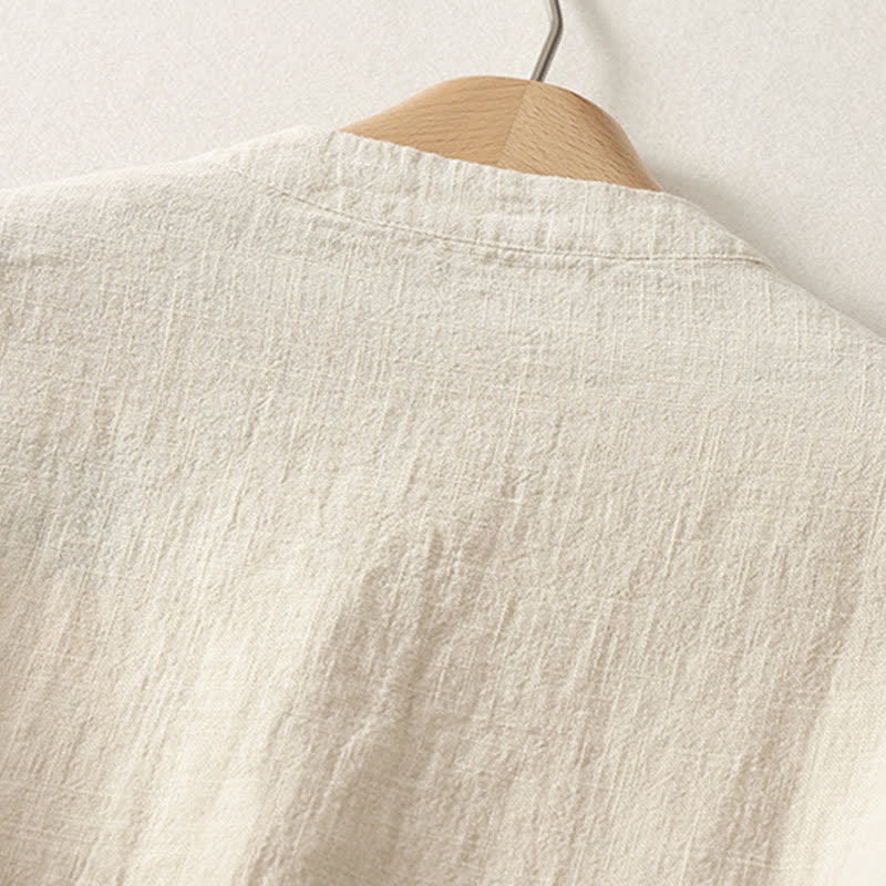 Buddha Stones Chemise d'été à manches courtes en coton pour femme, col montant et boutons - image 8