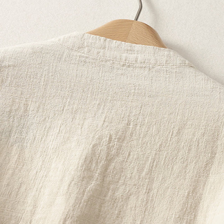 Buddha Stones Chemise d'été à manches courtes en coton pour femme, col montant et boutons - image 8
