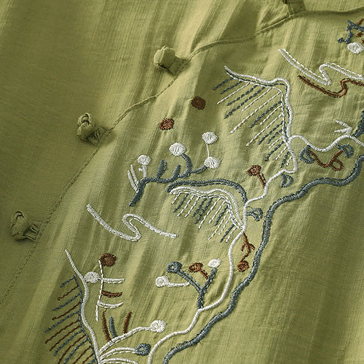 Buddha Stones Chemise à manches courtes pour femme, col rond, brodée, motif montagne d'été - image 12