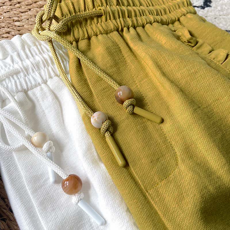 Buddha Stones Short d'été pour femme avec cordon de serrage, volants et taille élastique, poches - image 30